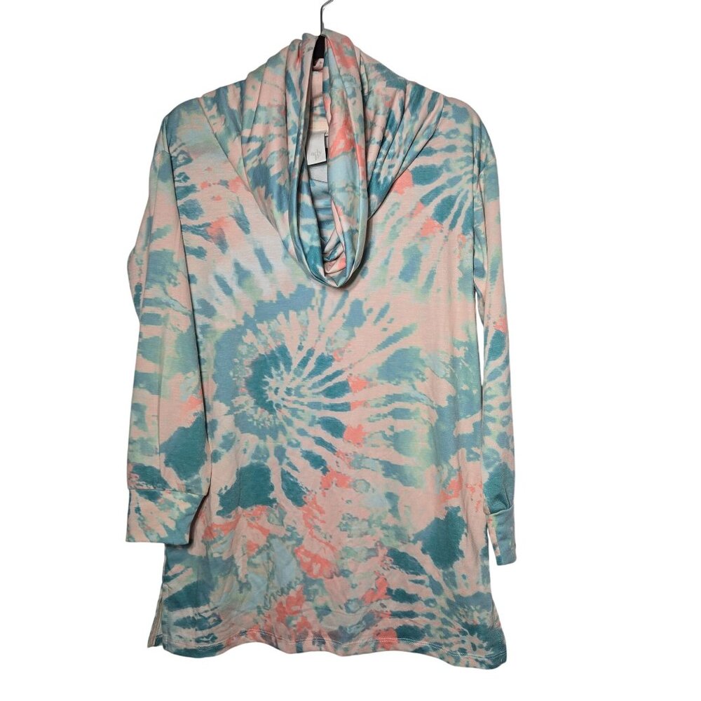 Ady P Womens Tie-Dye‎ Cowl Neck Long Sleeve Sweatshirt Size Small Casual Soft